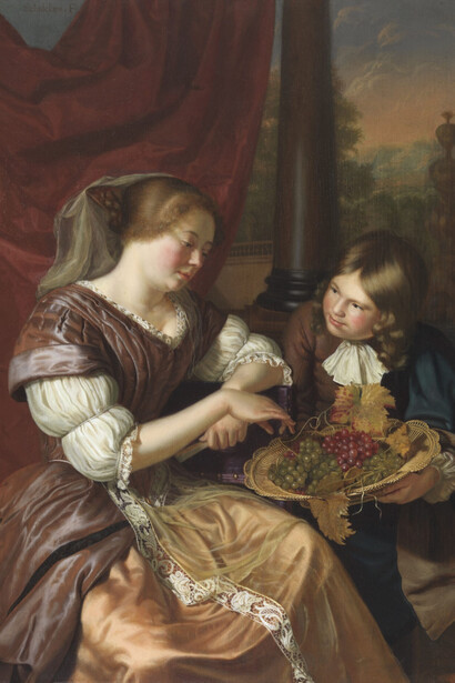 Maria Schalken, Boy offering grapes to a woman, ca. 1675-85. Avec l’aimable autorisation du Musée des Beaux-Arts de Gand