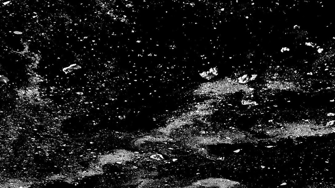 Arctic Ocean I, 2013, fabricated 2016 , Acrylic, carbon black gesso,linen, aluminum panel, 40 x 30 x 0.5 in. 
Courtesy of the Artist  © Justin Guariglia