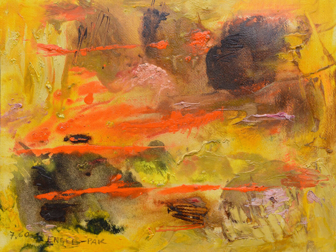 Engel-Pak, Rochées, 1960, 24 x 31 cm, Huile sur carton, Courtesy Galerie Intuiti