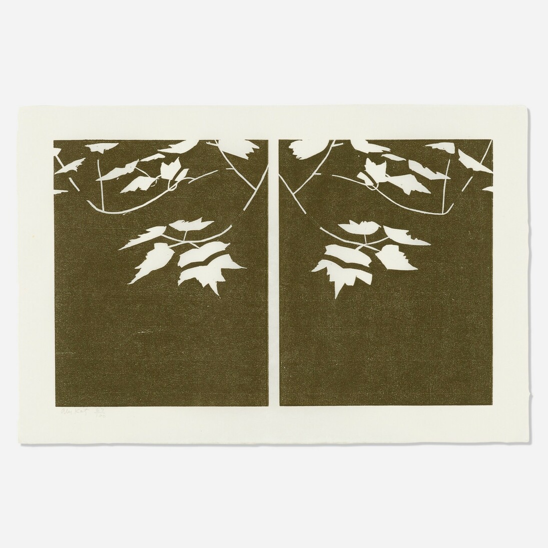 Alex Katz, Black Brook (for Parkett special edition 21), woodcut on Goyu paper, 9.80x7.80 in