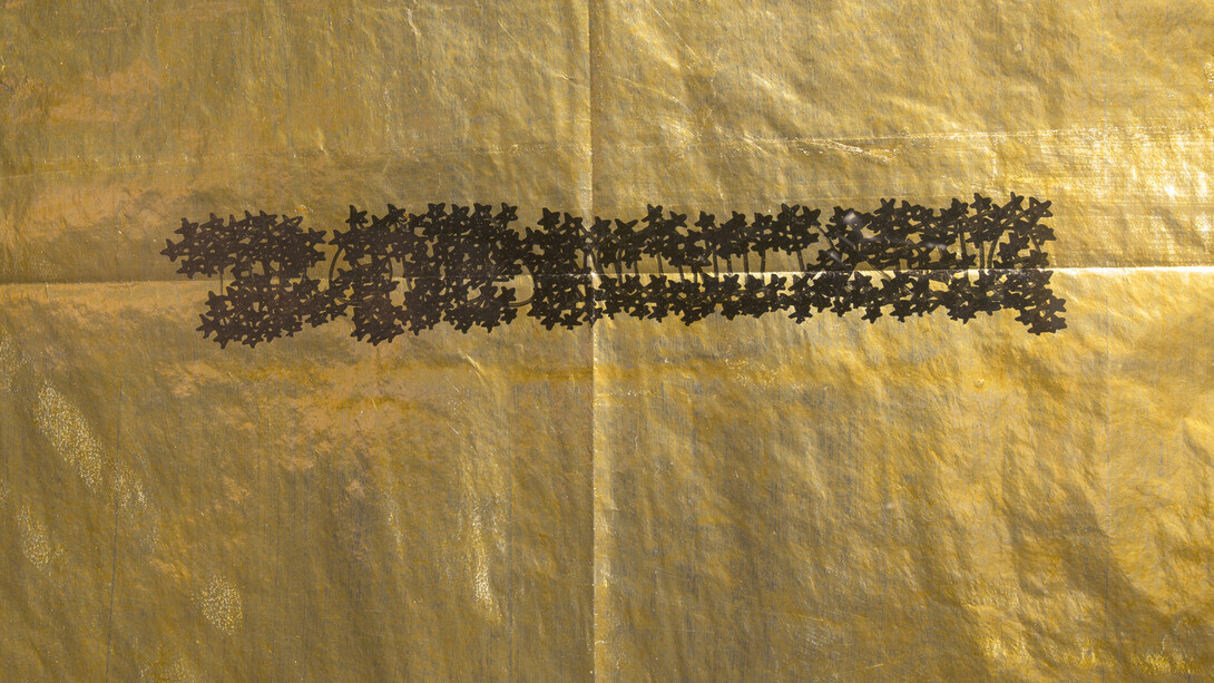 James Lee Byars, Untitled, n.d., India ink on golden paper, framed, 20 ¼ x 20 ¼ inches