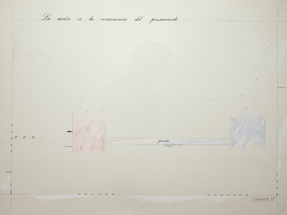 Marie Orensanz, La acción es la consecuencia del pensamiento, 1974, M/M acrylic pencil on paper, 19.68” x  27.56” (50 x 70cms)