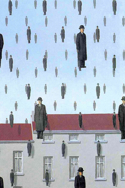 René Magritte, Golconda (detalle), 1953