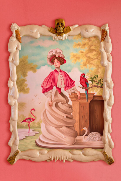 Lady in a Garden With Exotic Birds. Courtesy of Dorothy Circus Gallery