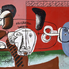 Taureau, 1956, Plaque en tôle émaillée (Œuvre unique, peinte à l'émail sur tôle par Le Corbusier et cuite dans les ateliers de Jean Martin à Luynes), 46 x 55 cm, Signé dans un encadré en bas à gauche : Le Corbusier / 2/56 Monogrammé et daté au dos : L-C 56 © Fondation Le Corbusier, Paris, 2015, Courtesy Galerie Eric Mouchet – Galerie Zlotowski