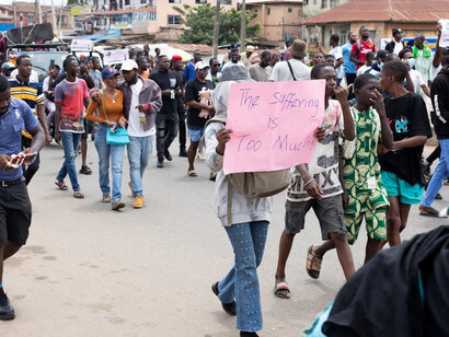 Citizens are protesting against bad governance in Nigeria in response to the ongoing fuel scarcity crisis