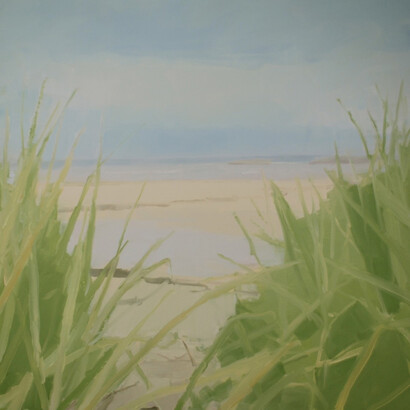 Sara MacCulloch, Beach Grass Path, 2014, Oil on canvas, 40 x 40 in.