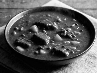 A meager soup, probably eaten by immigrants upon arrival