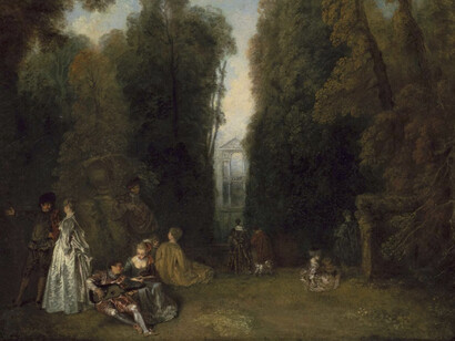 Antoine Watteau, La Perspective (view through the trees in the park of Pierre Crozat), c. 1715, Maria Antoinette Evans Fund, Museum of Fine Arts, Boston 

