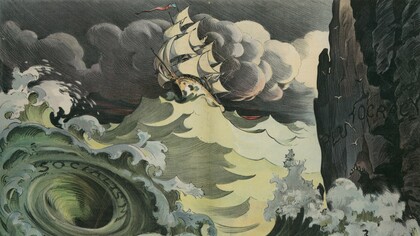 "Un caso para navegar cuidadosamente", ilustración, Udo Keppler, 1906