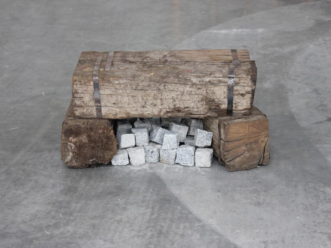 Kostis Velonis, Speakers' Corner, 2015, wood, blocks of granite, bronze, 34 x 30 x 57 cm, Courtesy Kalfayan Galleries, Athens-Thessaloniki
