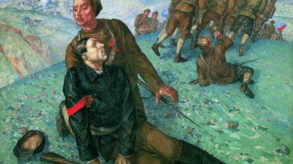 Kuzma Petrov-Vodkin: «La muerte del comisario político»(1928)