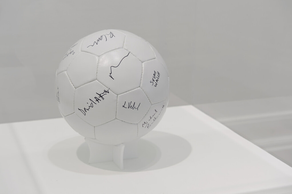 Joe Fletcher Orr, The Game pt2, 2015, Football and marker pen