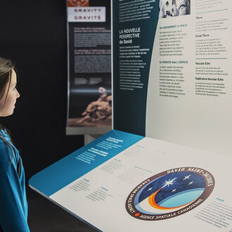 La santé dans l’espace. L’audace d’explorer, vue d’exposition. Avec l’aimable autorisation d’Ingenium. Musée de l’aviation et de l’espace du Canada