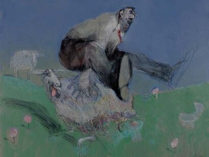 François Anton, Crazy Sheep, 2014, Oil on Canvas, 28¾" x 36"