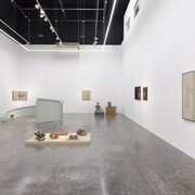 Asma Belhamar, When the window refused to fly, and the arch decided to hold the sky, exhibition view. Courtesy of Green Art Gallery