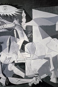 Guernica, Pablo Picasso,1937. Cette oeuvre a permis de mettre en avant les horreurs de la guerre civile espagnole dans le but de sensibiliser le public aux conséquences de la violence
