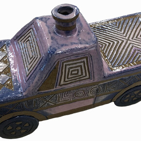Edward Salas, Truck Vessel Made U Look, 2021, Stoneware clay and glaze, 12 x 4.5 x 6.5 in, 30.5 x 11.4 x 16.5 cm. 