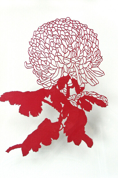 Nick Fox, Dreamcatcher (Chrysanthemum flower no.1), 2010, cut out acrylic paint, 23 cm x 17 cm
