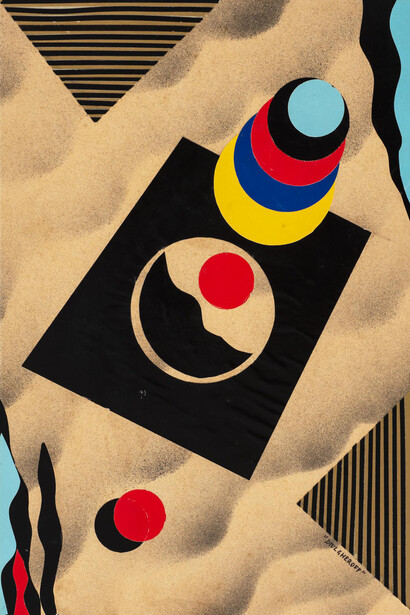 Nicolay Diulgheroff, composizione, tecnica mista e collage su cartone, cm 36x25
firmato