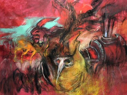 Kristian David. "El viaje de Antonio", 2026. Acrílico y óleo sobre tela