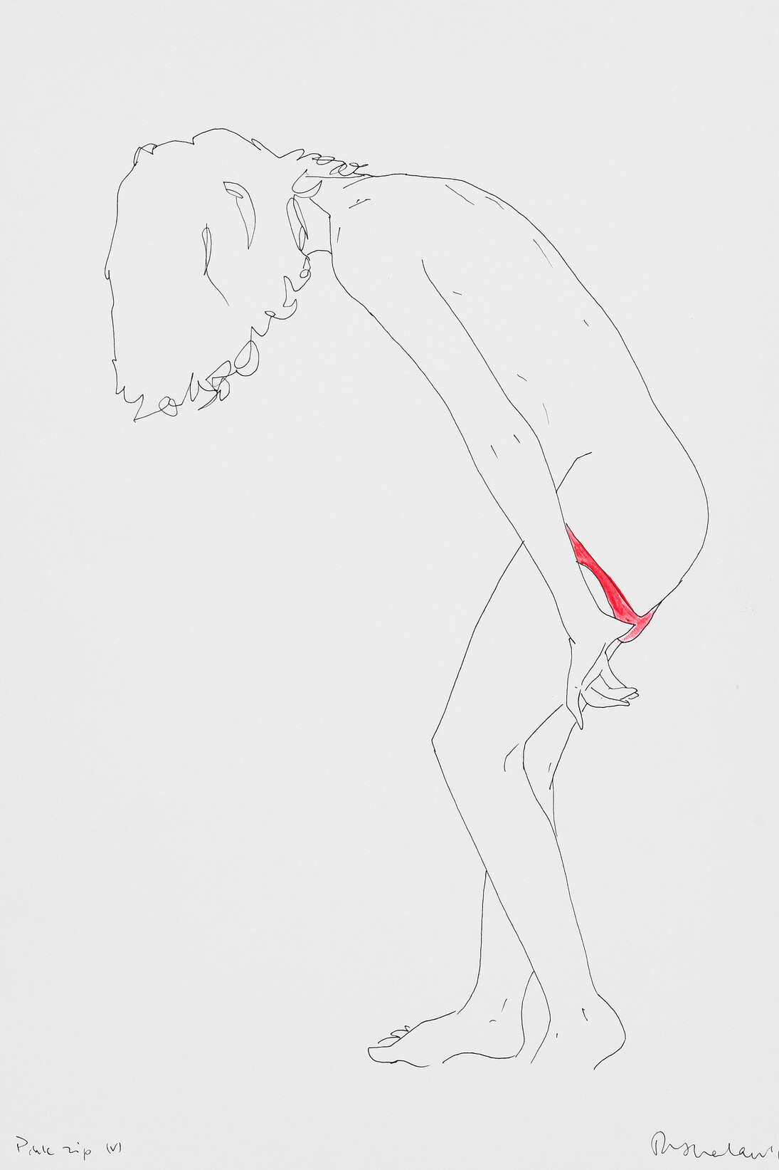 Natasha Law, Pink Zip, 2013, Ink and gloss paint on paper, pentatych, 12 x 8 in / 20 x 31 cm, courtesy of Eleven, London 