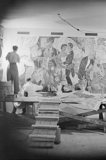 Tove Jansson, Niilo Suihko and the fresco Celebrations in the city. Courtesy of HAM 