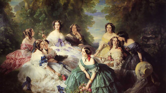 Empress Eugénie Surrounded by her Ladies in Waiting is an oil on canvas painting by the German artist Franz Xaver Winterhalter completed in 1855