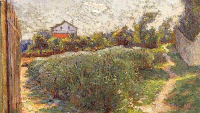 "Pequeño paisaje con una casa", óleo sobre lienzo, Marie Bracquemond, circa 1880