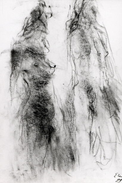 Eugène Leroy, Sans titre, 1999, Fusain sur papier, 65,9 x 49,9 cm © Courtesy Galerie Nathalie Obadia, Paris/Bruxelles