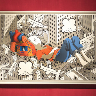 Millo, Into the heart, 2023, acrylic on canvas, 120x70 cm. Courtesy of the artist and Dorothy Circus Gallery, Rome