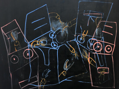 Josephine Wood - Turf War, 2017. Acrylic on canvas, detail