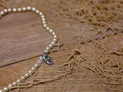 Installation view of Caroline Broadhead 'Blanket for a Foundling' (detail), 'Second Hand, First Hand' at Marsden Woo Gallery (2015) image © Philip Sayer, courtesy of Marsden Woo Gallery