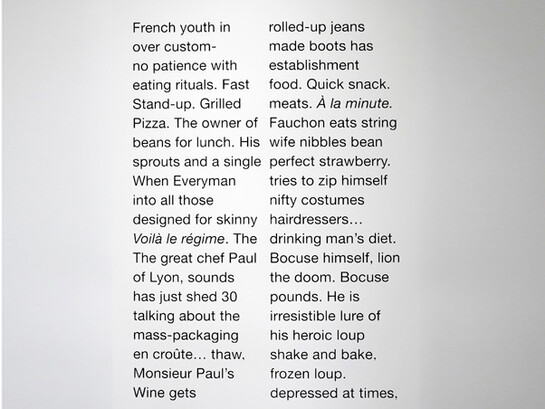 David Jourdan, ‘Untitled’ (Status Report on la Grande Cuisine), 2013, silkscreen on paper, 150 x 106 cm

