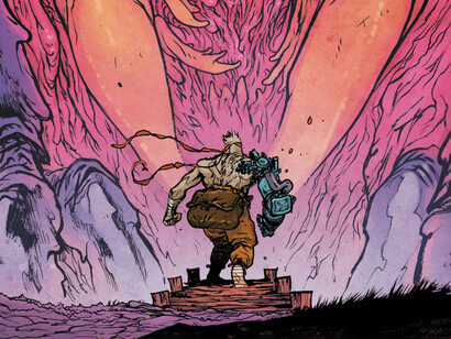 "Murder Falcon", graphic novel. Tale orribile scoperta viene però controbilanciata dall’arrivo di un essere perlopiù antropomorfo, ma con in possesso caratteristiche da falco all’altezza del volto ed un potente braccio meccanico