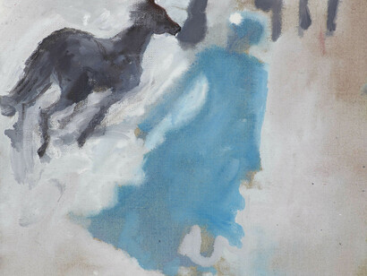 Eugenie Vronskaya, The Chase (detail), oil on linen laid on board, 15¾ x 11 inches, 40 x 30 cms