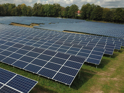 Solar panels at a solar facility 