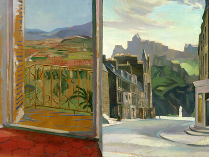 William Crozier, The Slops of Fiesole, Tuscany (reverse: Edinburgh from Castle Street), 1930, oil on board © The Fleming Wyfold Art Foundation