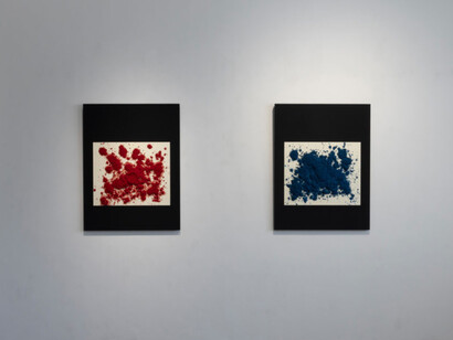 Bosco Sodi, Scroll paintings, exhibition view. Courtesy of Axel Vervoordt Gallery