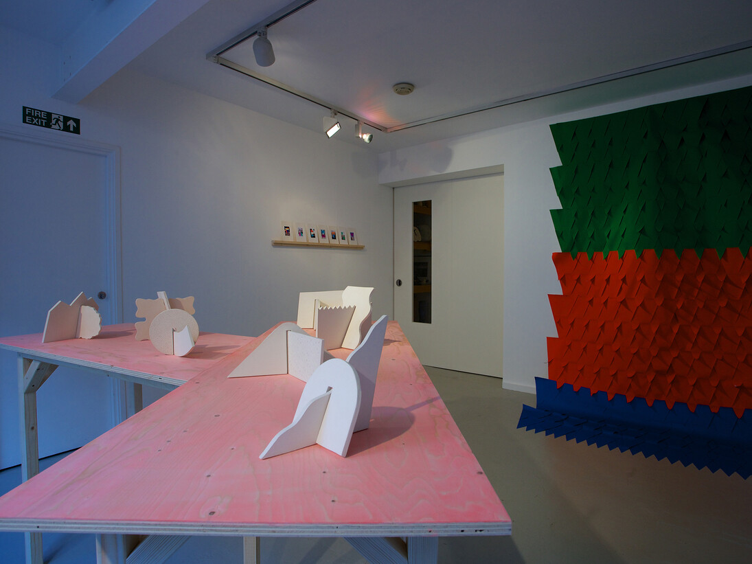 Installation view of Marine Duroselle, 'Preview of Shades' (2014) at Marsden Woo Project Space, photo © Philip Sayer, courtesy of Marsden Woo Gallery, London