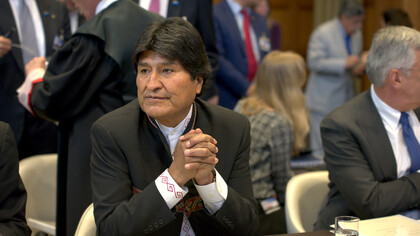 Evo Morales en la Corte Internacional en La Haya