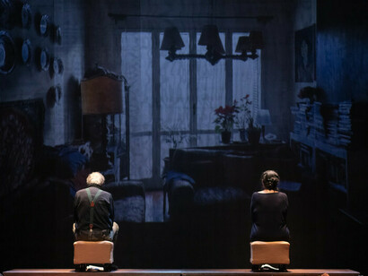 Dario Marconcini e Giovanna Daddi in “Paesaggio”, scritto da Pinter nel 1967. Il drammaturgo inglese è prediletto dai due artisti toscani che apprezzano il rigore, l’ironia e l’insondabile