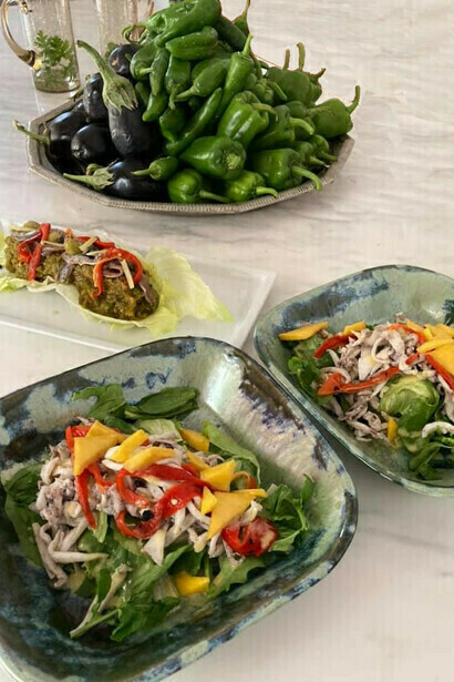 Ensaladas de Henchir D' Heb: de cultivos ecológicos, se elaboran con verduras y frutas de temporada