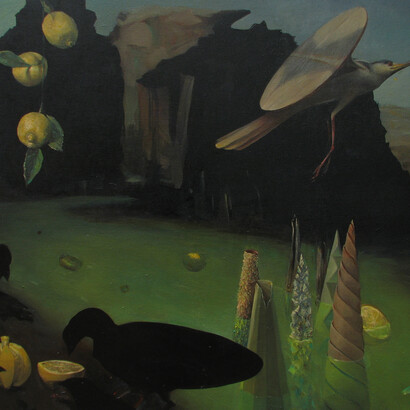 Lula Mari, *La vuelta del limón*, 2014. Óleo sobre tela, 80 cm x 90 cm