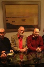 Stefano Becciolini insieme a Giulietto Chiesa, Glauco Benigni, Franco Fracassi e Roberto Quaglia 