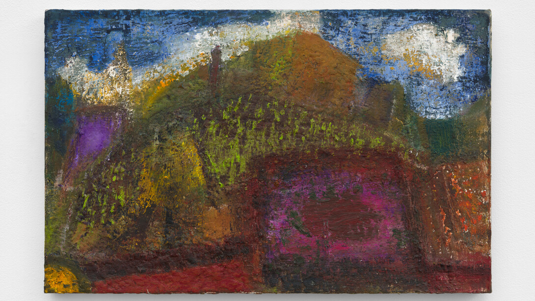 John Lees, Krazy Paradise, 2001-2011, oil on canvas, 19x30 inches. Courtesy of New Document, 2023
