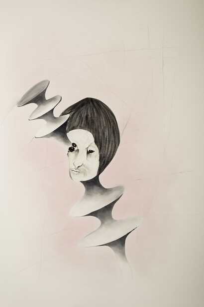 Enrico David,
Foreboding,
2015, acrylic on canvas,
280 x 200 cm,
© Enrico David,
Ph. Richard Ivey,
Courtesy Michael Werner Gallery, New York and London / Collezione Maramotti, Reggio Emilia
