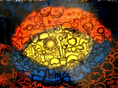 O inicio de tudo - 50x70 cm - water-based paint and pen on embossed paper