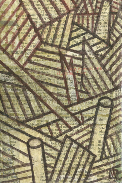 Scott - 16 x 12 cm - ink on newspaper and cardboard - Mark Weighton 2023