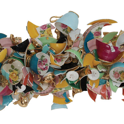'Harlequin', vintage english bone china, by Sandra Shashou